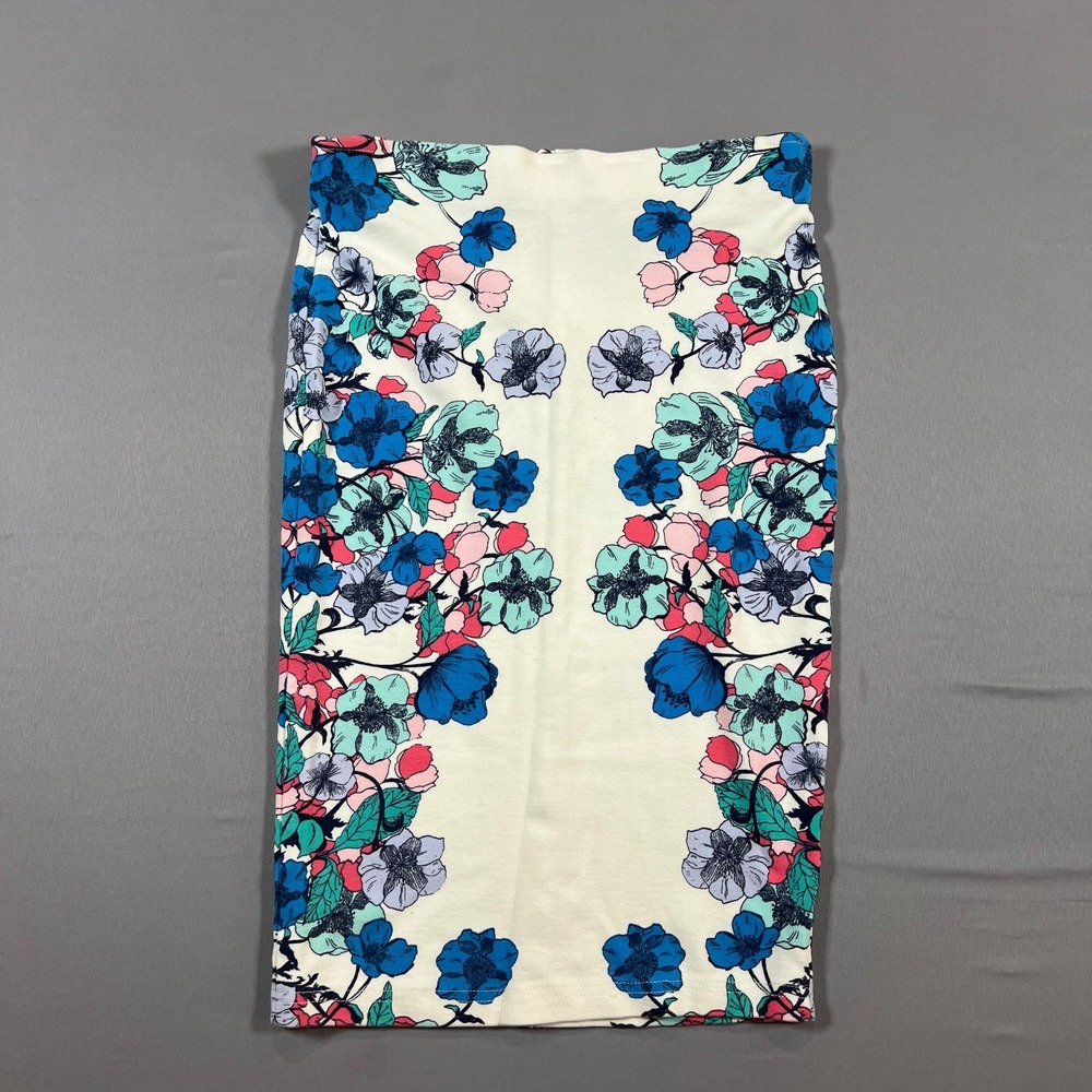 H&M Pencil Skirt Womens Small Multicolor Floral Stretch Back Zip Office Wear